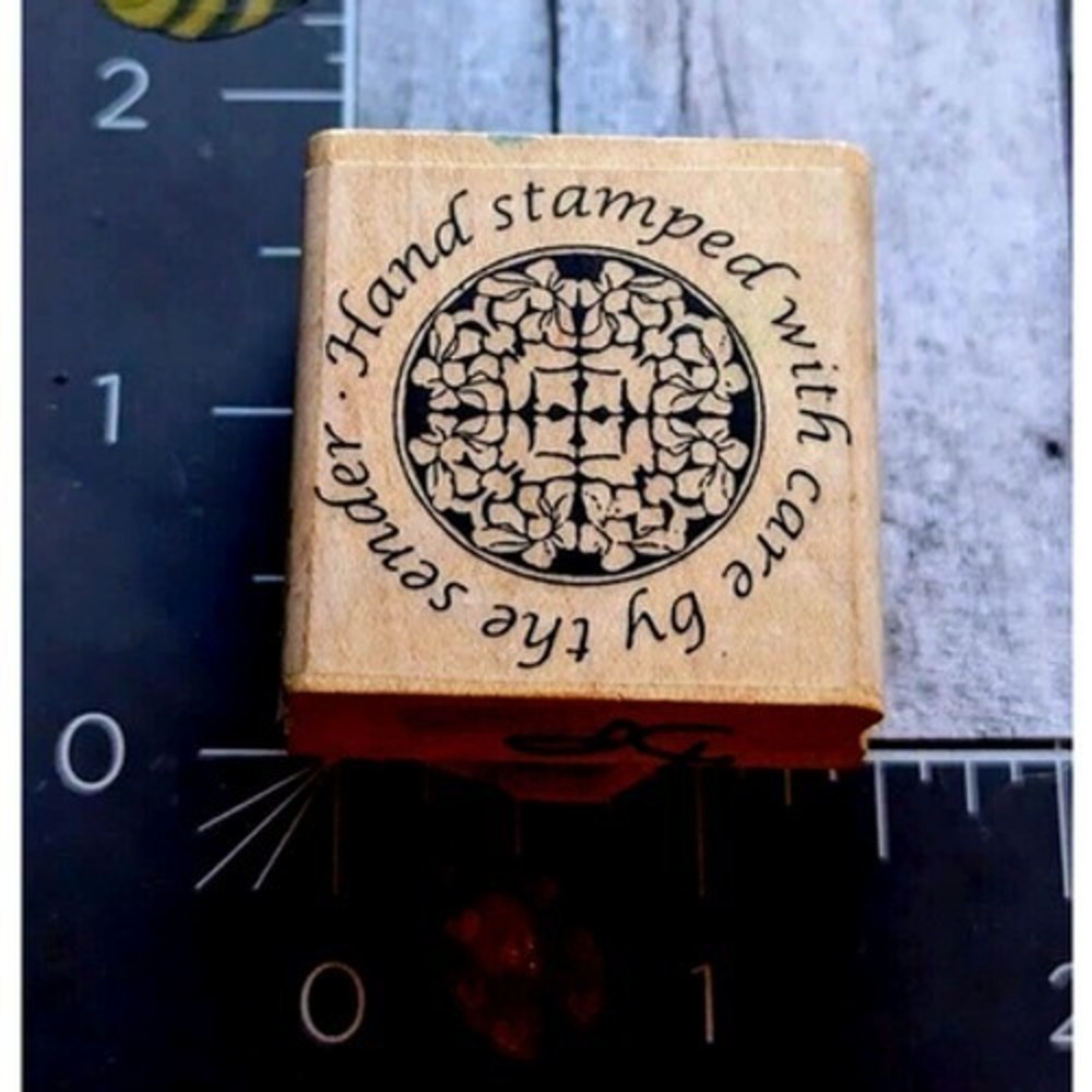 Custers Last Stamp Circle Hand Stamped 494C Rubber Stamp Wood #G72
